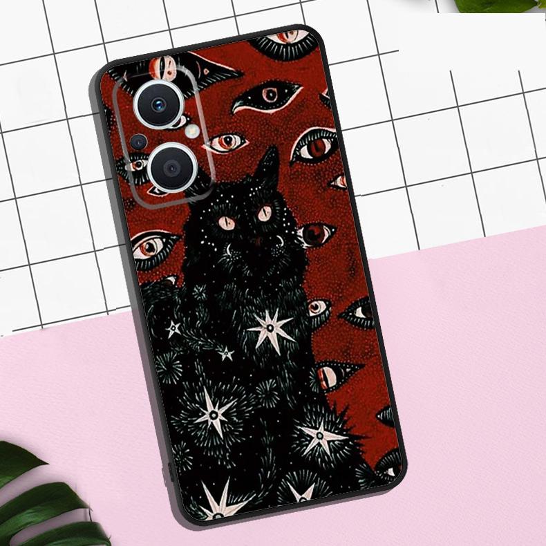 Death Tarot Cat Case For OPPO Reno 13 12 11 F 8T 7 8 10 Pro OPPO Find X8 Pro X6 Pro X3 X5 Lite Cover Coque
