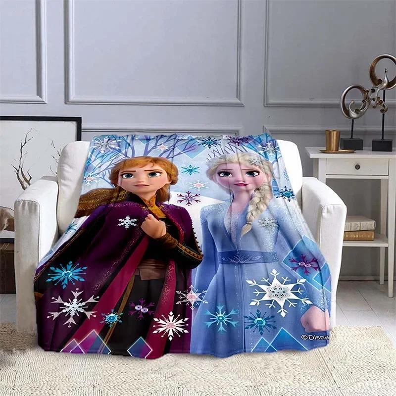 Disney Frozen Elsa Princess Blanket for Sofa King Size Cute Soft Flannel Throw Fluffy Bed Blanket New Born Winter Blanket Gift
