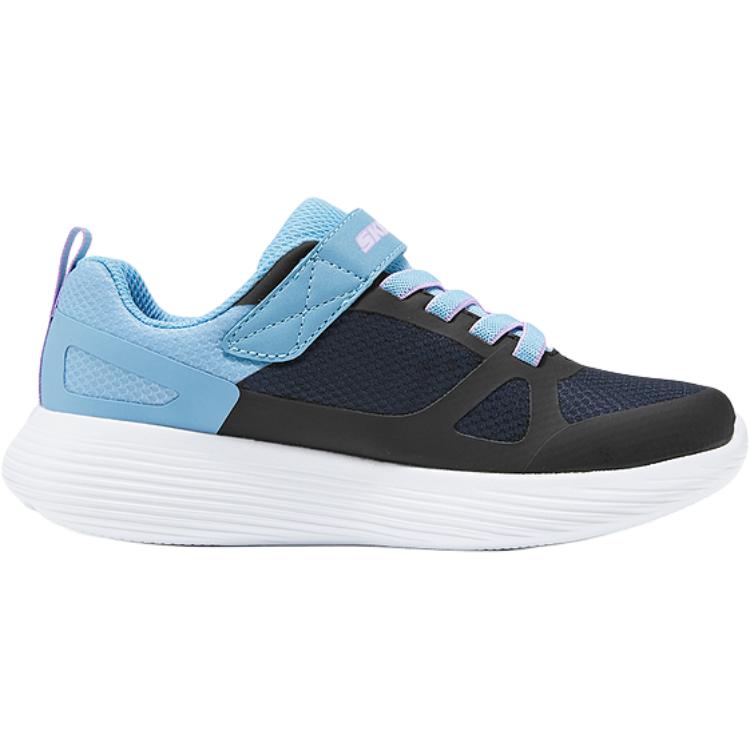 Skechers Girls Lightweight Comfortable Classic Durable Low-Top Casual Shoes Kids Sneaker Black Blue White 303852L-BKAQ