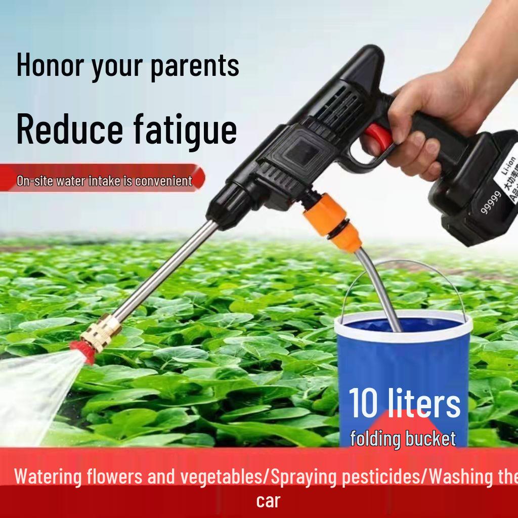 Cordless High-Pressure Car Wash Water Gun with Rechargeable Battery