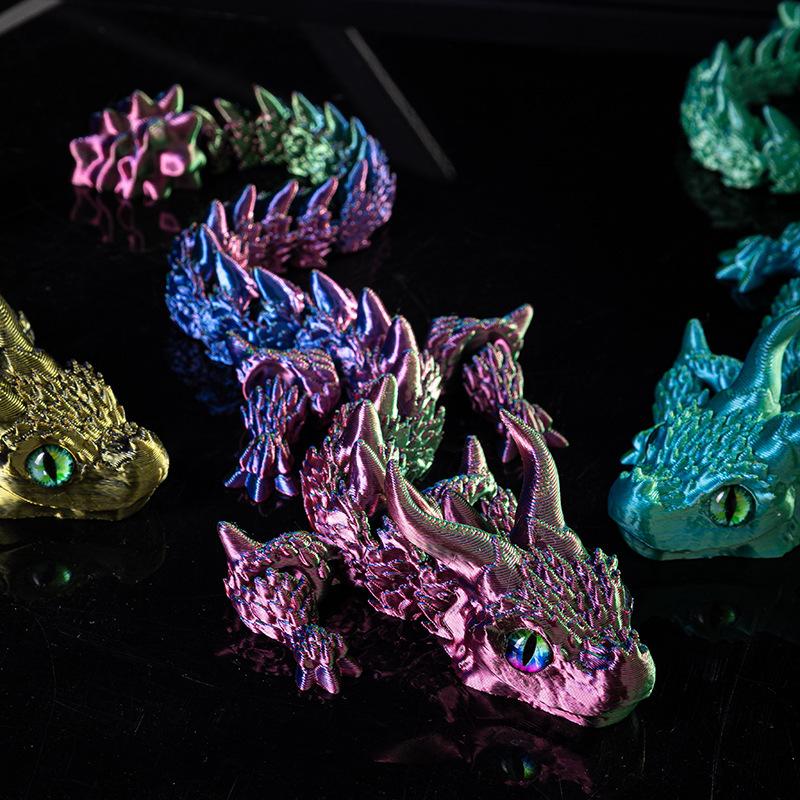 New 3D Printing Figurines Magic Dragon Movable Joint Fidget Toy Rotatable Articulated Dragon Ornament Decompression Gift Kid
