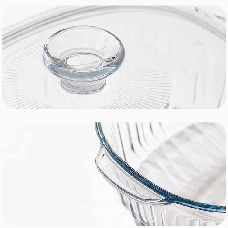 Large Capacity Borosilicate Glass Food Storage Bowl With Covers Excellent For Soups Dessert And Side Dish