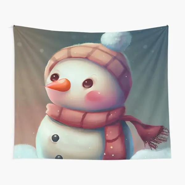 Snowman Tapestry Merry Christmas Tapestry Xmas New Year Winter Party Decoration Wall Hanging for Bedroom Living Room Dorm Decor