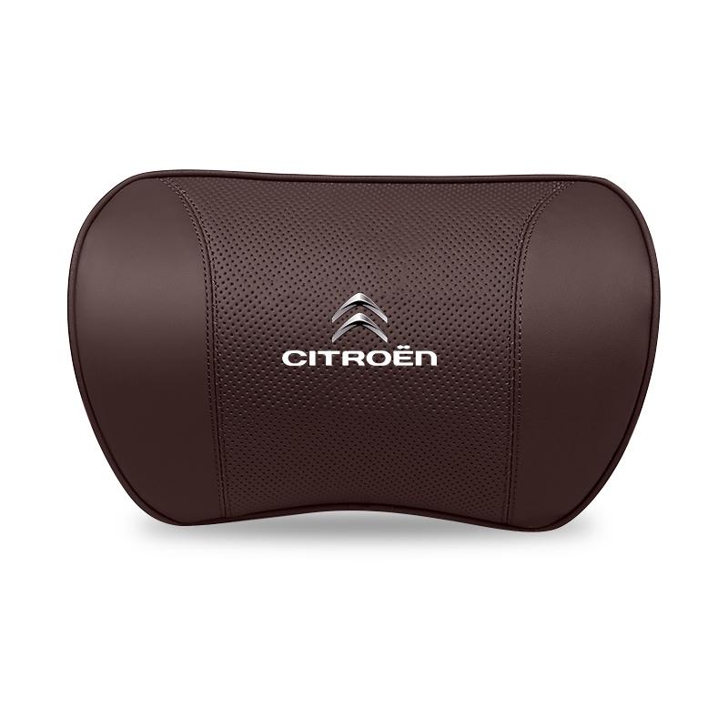 Car Leather Headrest Lumbar Support Neck Pillow Back Cushion For Citroen C5X e-C4 X e-C3 C4 C3 C5 Berlingo C-Elysee Keychain YX3
