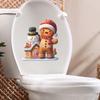 Simulated Snowman Gingerbread House and Gingerbread Man Toilet Stickers, Bathroom Decoration Stickers