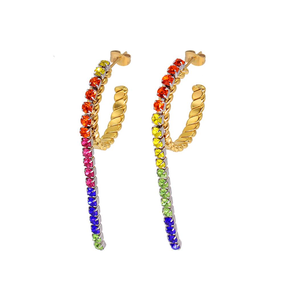 2024 Fashionable Zirconia Rhinestone Dangle Earrings for Women - Trendy Titanium Steel Ear Pendants