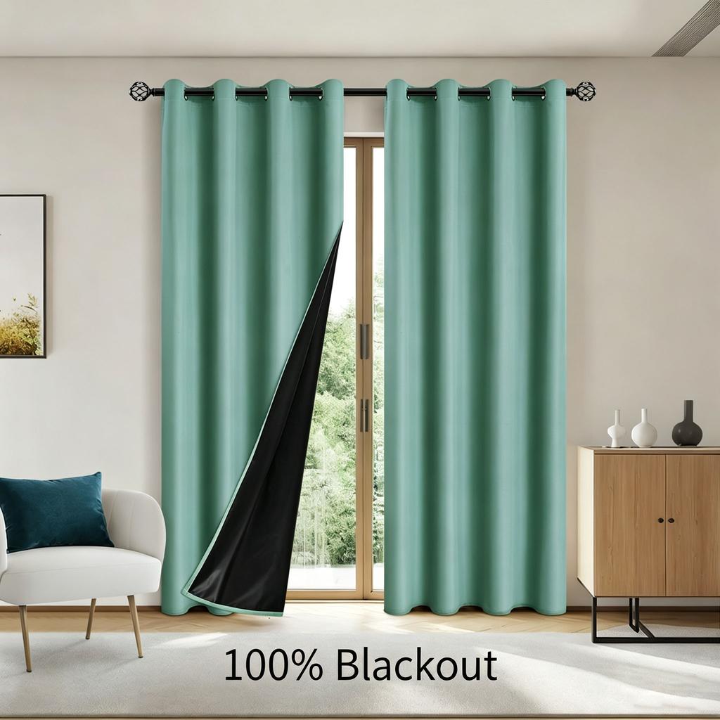 100% Blackout Curtains for Bedroom Living Room Thermal Insulated Grommet Window Drapes Privacy Protection Home Decor