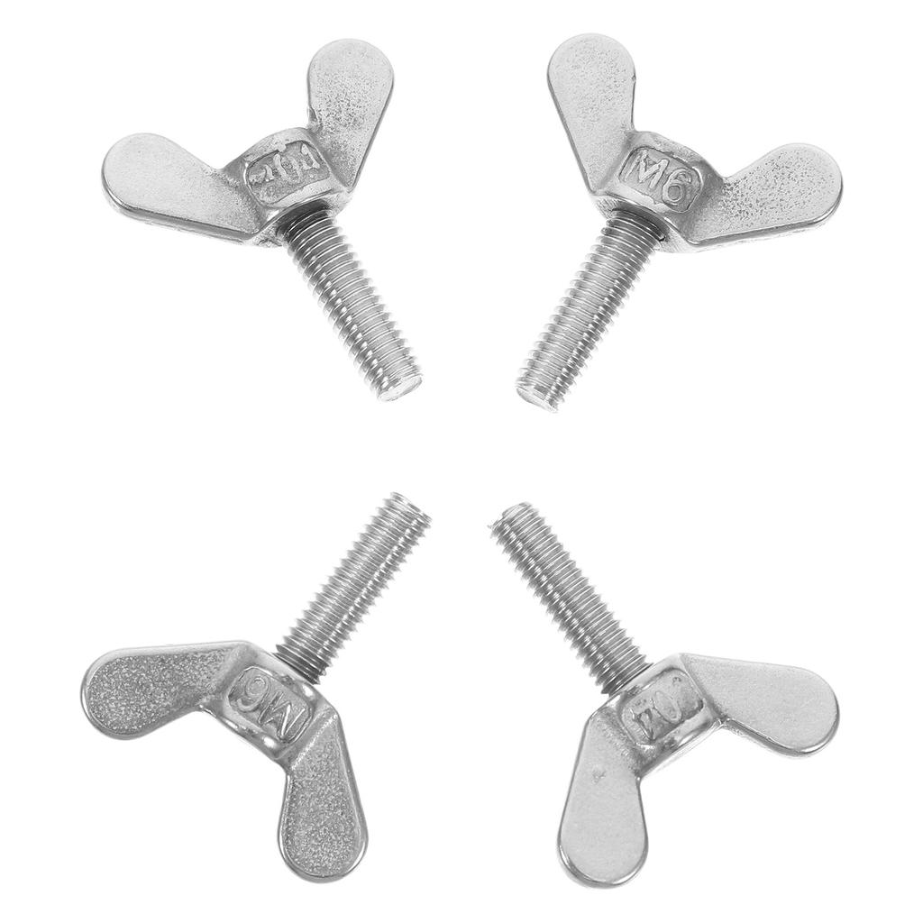 4pcs Stainless Steel Butterfly Bolts Flagpole Fixing Nuts Hand Twist Screws No Tools Needed Easy Installation For Machinery