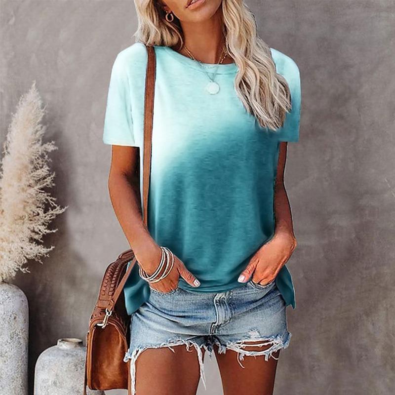 JPNTKY Women's Fashion Casual O-Neck Short Sleeve Blouses & Shirts