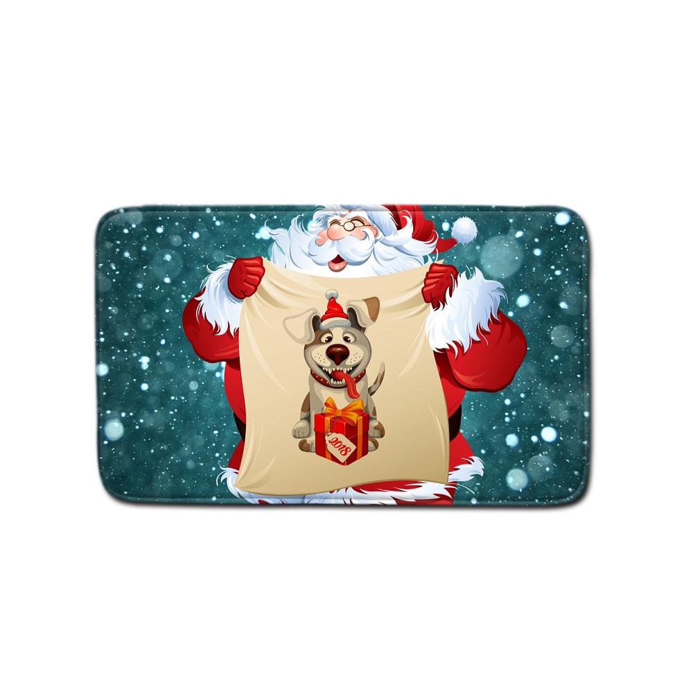 Christmas Waterproof Shower Curtain Four-Piece Combination Floor Mat Entrance Door Mat Bedroom Living Room Carpet