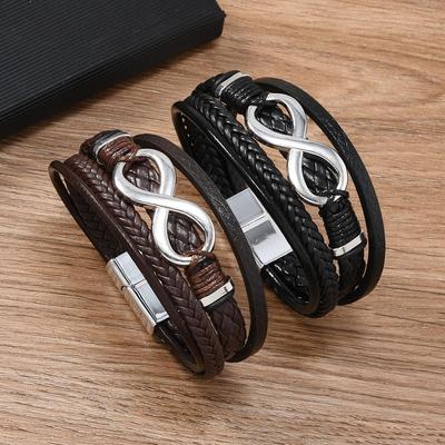 Infinity Symbol Retro Minimalist Men's Leather Bracelet