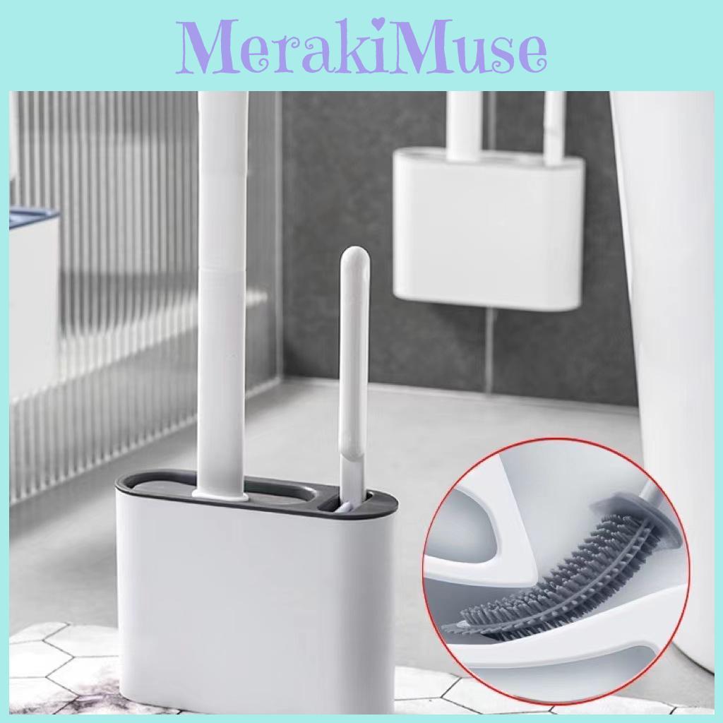 Toilet Brushes Silicone With Brush Holder Wall Mounted Cleaning Tool Bathroom