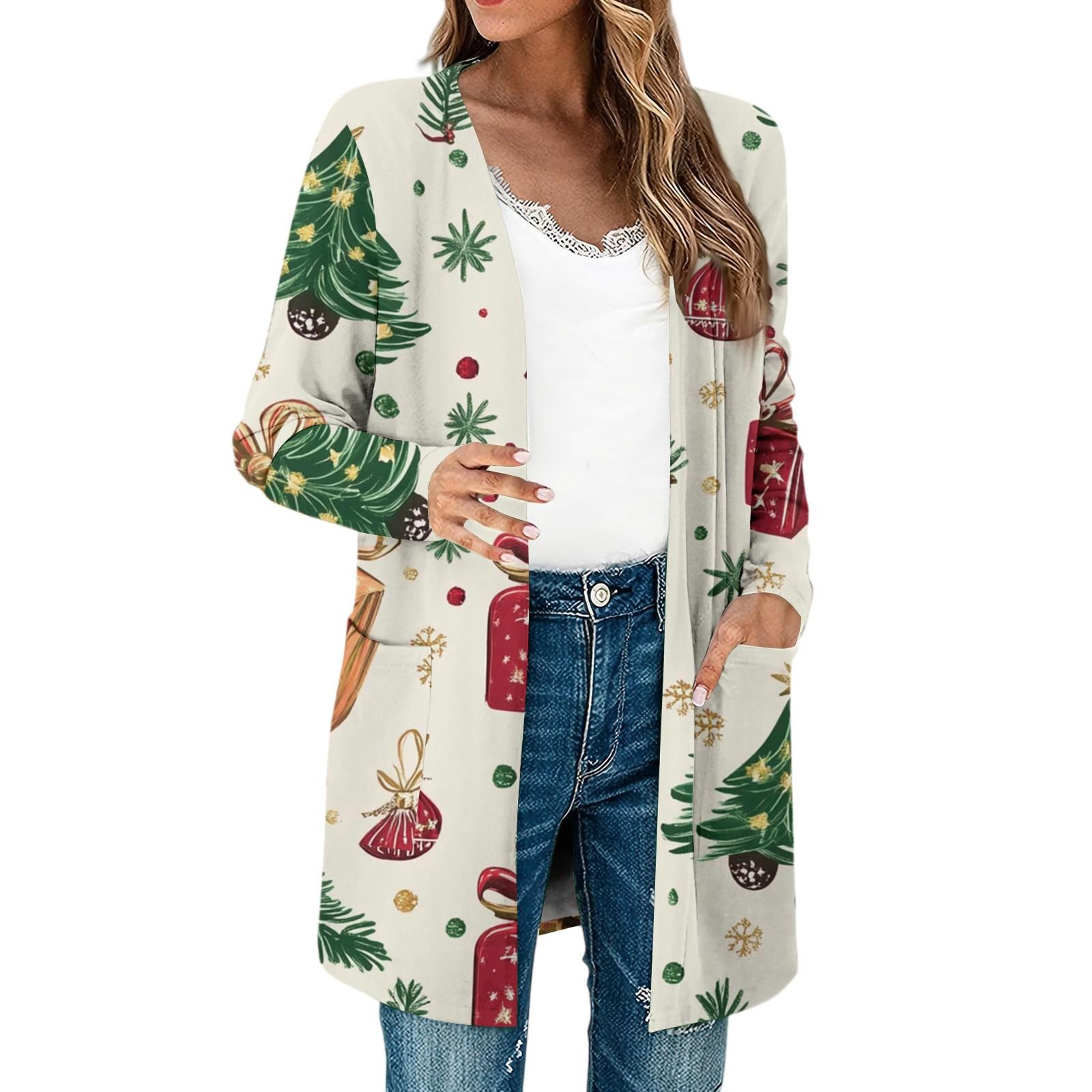 

Женские легкие кардиганы с длинным рукавом и открытой передней частью, легкое винтажное пальто с длинным рукавом и принтом, с карманами L бежевый