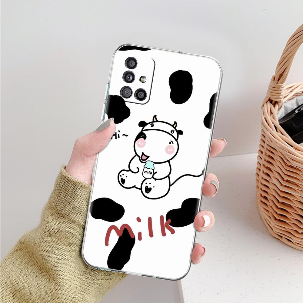 Case For Samsung A15 A13 A35 A55 A51 A71 A41 A31 A21S A05 A17 A23 A25 A33 A53 A73 5G A07 4G Cover Dairy Cattle Cow Speckle Cute