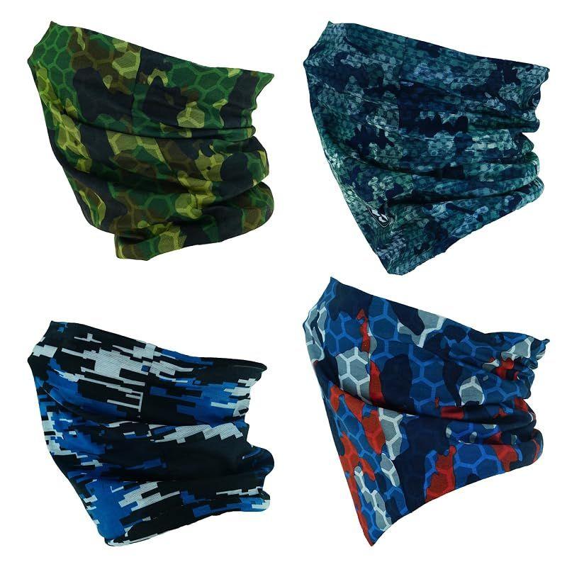 Used [NEW] [SMEHCF] Multi-purpose Bandanas 4 Pack for Women Men Headband Balaclava Hair Head Scarf Face Half Airsoft Paintball Mask Neck Gaiter