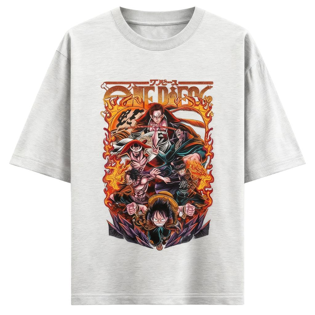 One Piece Anime Printing Oversized Cotton Tshirt Men and Women Comfortable Harajuku Trend Y2K Summer Absorb Sweat Tshirt