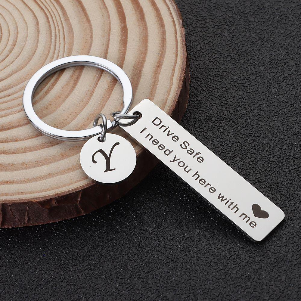Decoration A-Z 26 Initials Lettering Key Ring Drive Safe Keychain Lover Gifts Fashion Jewelry