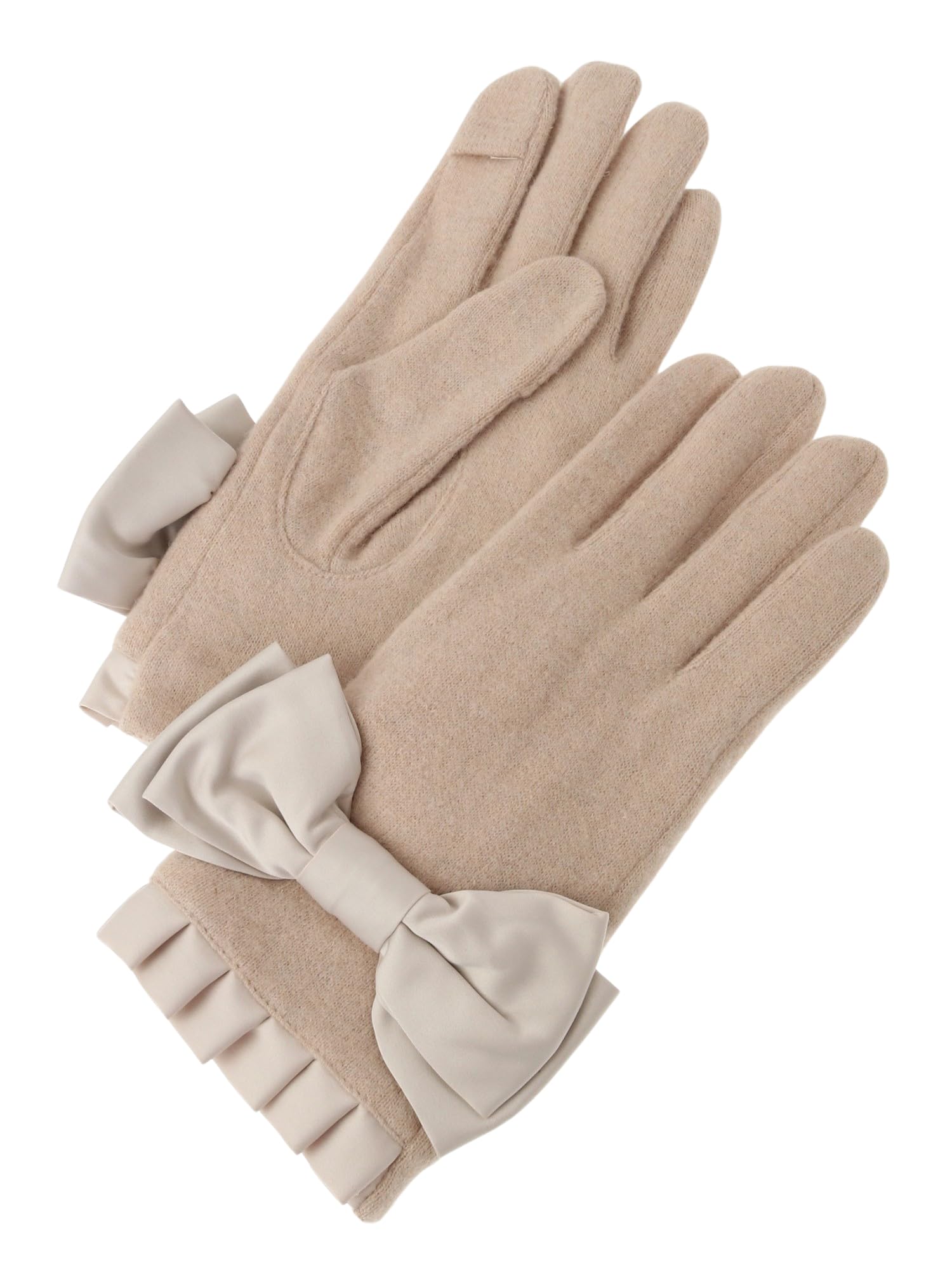 

de Apparel Big Ribbon Frill Gloves for Light Beige [Maison Fleur] Women,