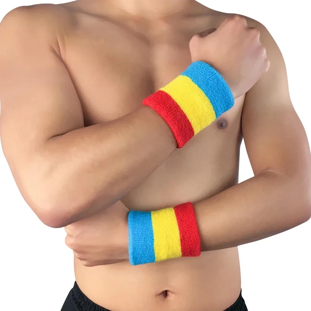 1 Pair Wrist Sweatbands for Men   Women, Moisture Wicking Thick Cotton Bands for Working Out, Gymnastics, Basketball, Football