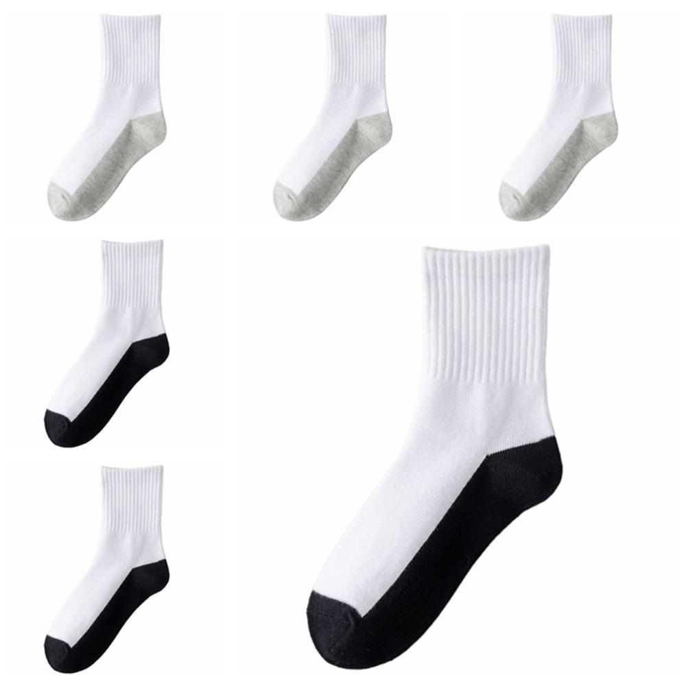 4/6Pairs Simple Men's Mid-calf Socks Hosiery Sports Sock Casual Men Tube Socks  Outdoor