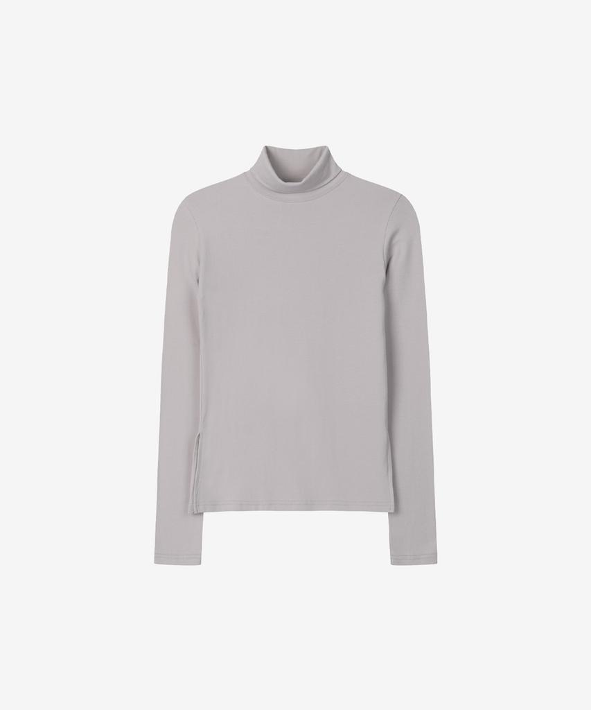 BASIKA Turtleneck Slit T-Shirt (Gray)