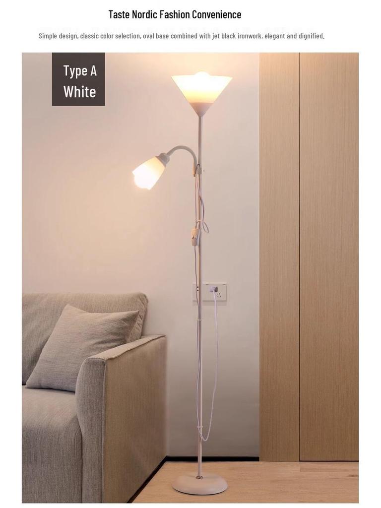 Nordic Modern Double-Head Floor Lamp: Minimalist Luxury for Living Room and Bedroom
