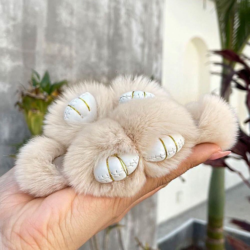 Chubby Fluffy Bunny Keychain Cartoon Animal Rabbit Plush Dolls Keychain Decoration