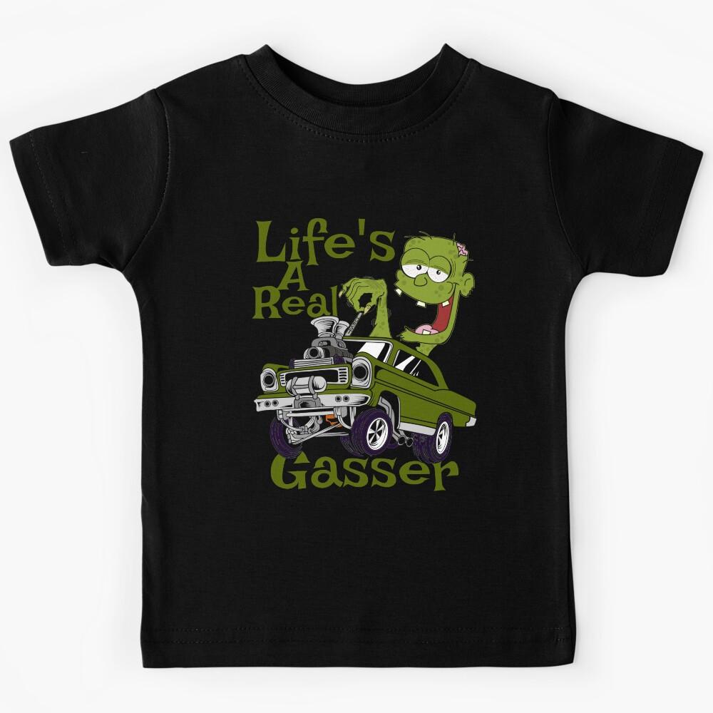 Hot Rod Gasser Cartoon Outlaw Drag Racing Blown Street Car Kids T-Shirt 170