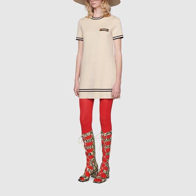 Gucci Short Sleeved Dress Women's White 650387-XKBNZ-9087