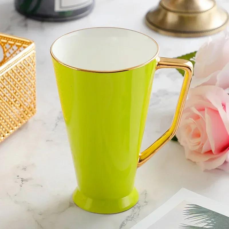 High Bone China Large Capacity High Cup Macaron Simple Water Cup Household Ceramic Coffee Cups Coffee Mug    Mugs Coffee Cups