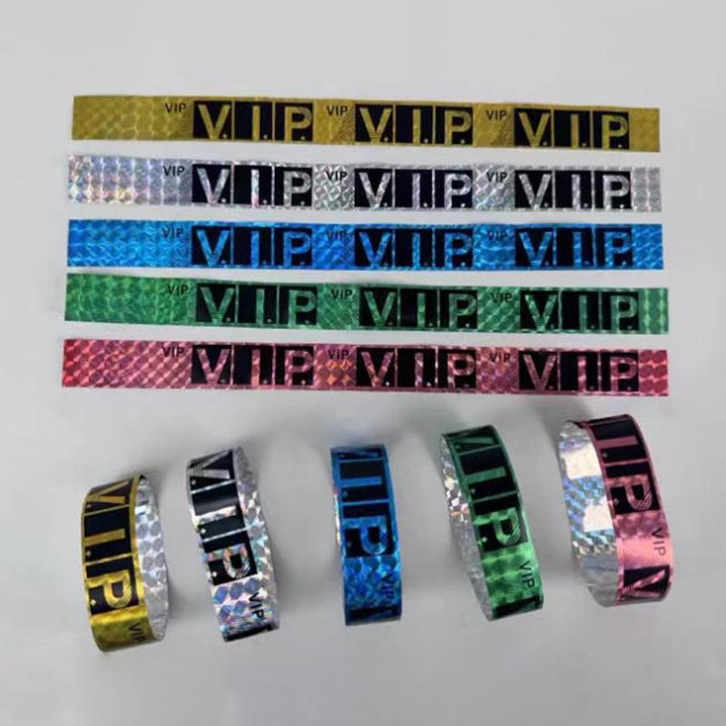 100Pcs Holographic Vip Wristbands Waterproof And Tear Resistant Design Perfect For Concerts Festivals Parties Events