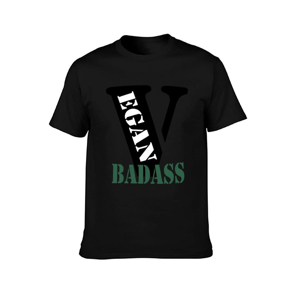 VEGAN BADASS T-Shirt Basic Einfarbige Kurzarm-T-Shirt