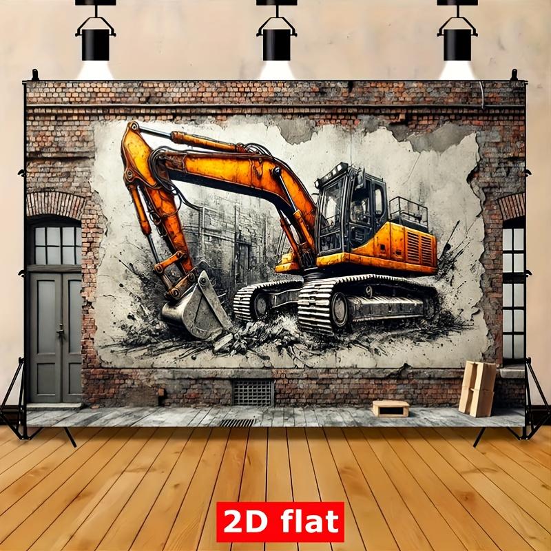 2D-Plan, einteiliger 2D-Plan zum Drucken auf einer flachen Oberfläche, Hintergrund für ein Wandbild eines industriellen Baggers