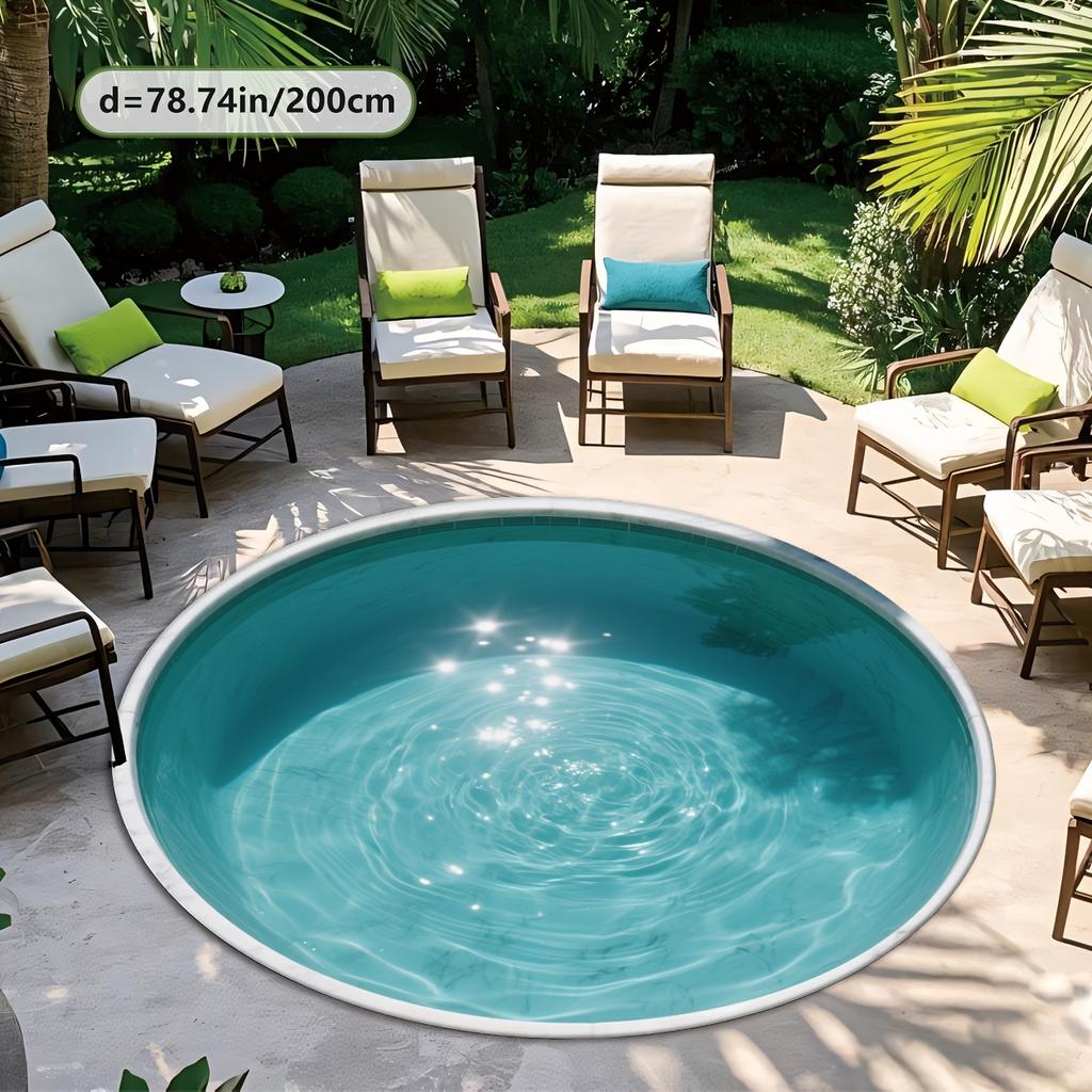 Tappeto Rotondo Morbido da Piscina, Tappeto da Esterno Leggero e Accogliente per Giardino e Patio, Piccolo Tappeto Decorativo Antiscivolo