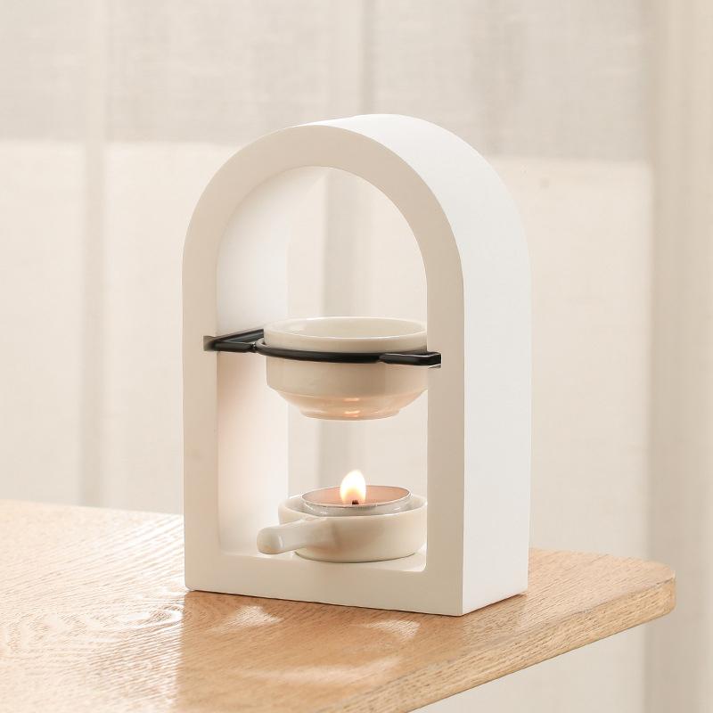 1 Stück Rahmen Dekorativer Bogen Stabil Gips Glatt Brenner Modern Aromatherapie Mehrzweck Kerzenlampe Wärmeeffizient