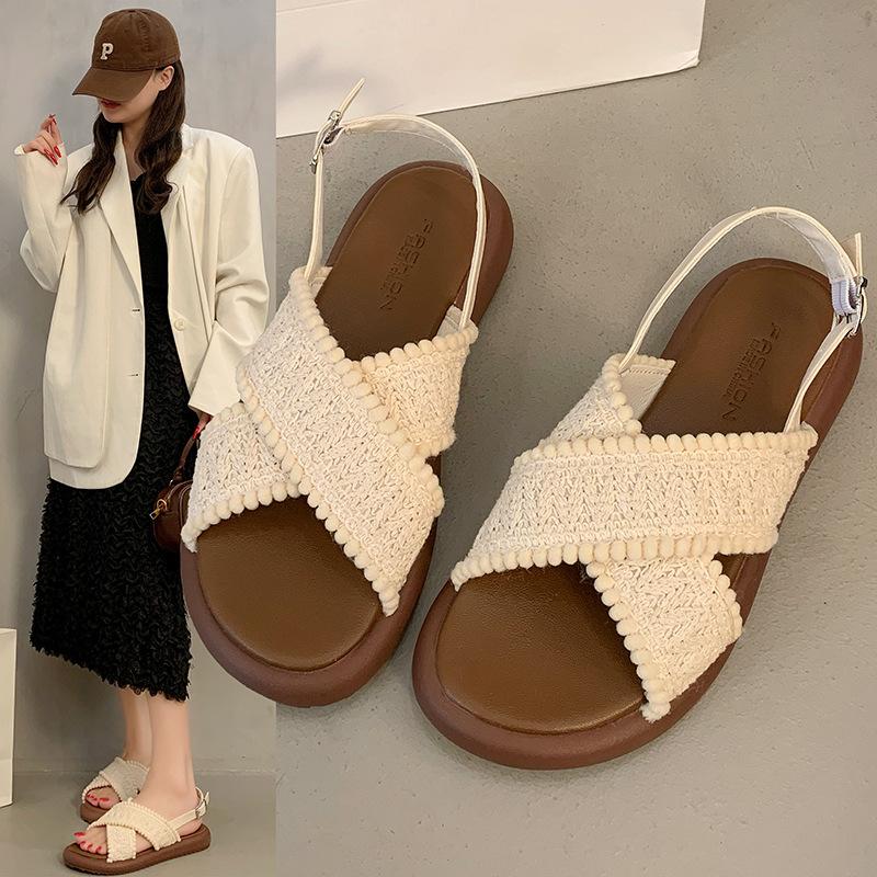 Flat sandals female summer wear new fairy style with skirt bohemian vacation seaside beach sandals