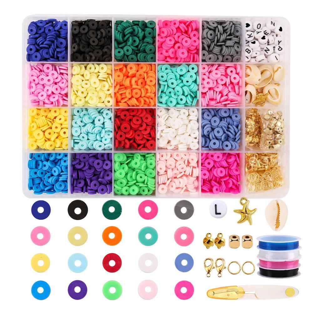 Direct Supply Of 24 Grid Soft Pottery Sheet Set, Soft Pottery Beaded Pcv Mixture, Clay Beads Diy Made Bracelet Necklace