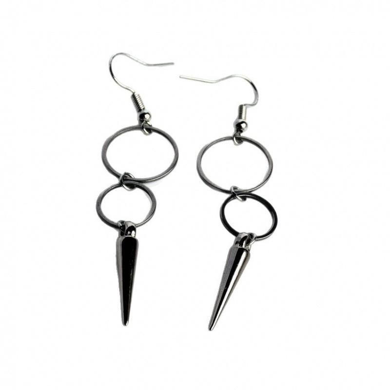 Gothic Punk Silver Ring Pointed Pendant Earrings