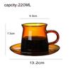 Retro 220ml  Classic Simple Glass Tea Cup  Saucer Set Coffee Cup Set  Colorful Heat Resistant Drink Ware