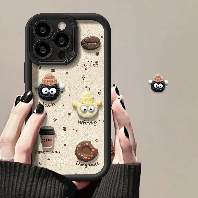 Applicable To Apple 15 Mobile Phone Case Iphone14/13 Briquette Coffee Doll 11/12 Silicone Lambskin Xr Anti-fall