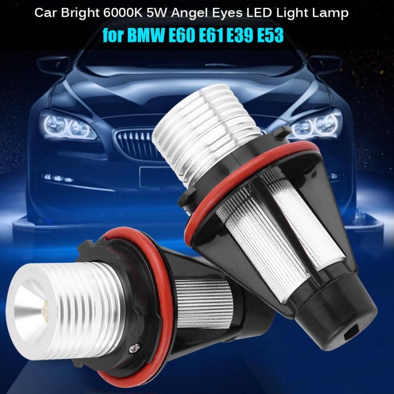 2pcs Angel Eyes Halo Light Bulbs Lamps Xenon White 6000K 5W Angel Eyes LED Light Lamp for BMW E60 E61 E39 E53 6312694048 63126916097 63126929309