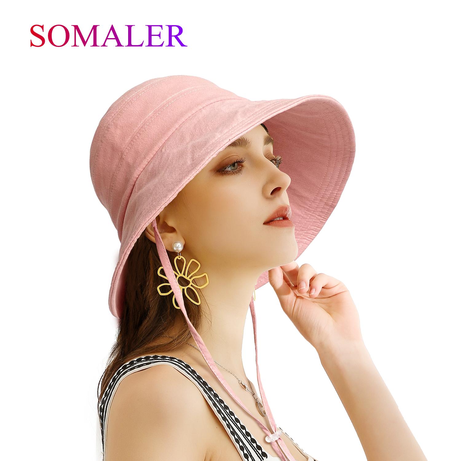 

SOMALER солнцезащитные шляпы для женщин, летние шляпы с широкими полями, женские флоппи-хлопковые пляжные шляпы от солнца розовый