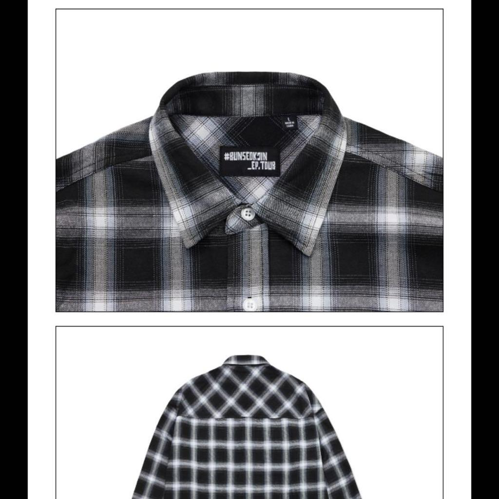 [USED] [RUNSEOKJIN] BTS Jin Check Shirt with Trading Card, Size M