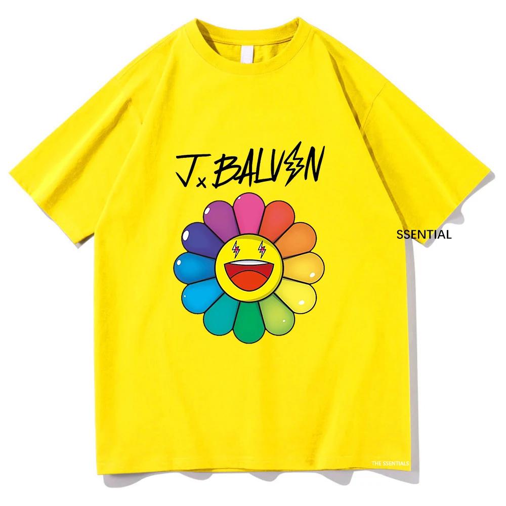 ThreeBalvin Floweres Tee Shirts J Balvin MenWomen Clothing Harajuku Aesthetic Tshirt Vintage Unisex Streetwear Cotton Clothes