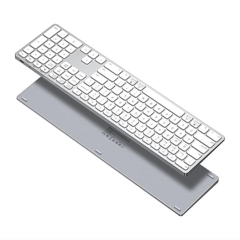 Ultra-Thin 2-in-1 Aluminum Bluetooth Keyboard with Large Touchpad for Desktop, Laptop, and Tablet