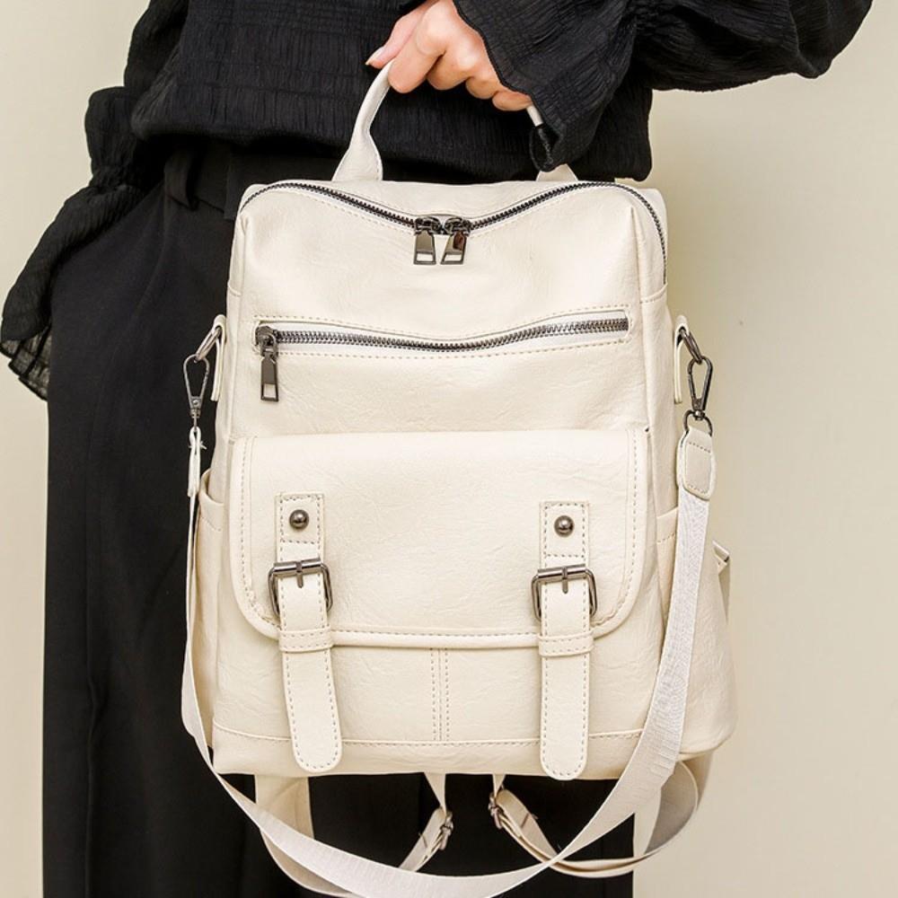 Multifunctional Student School Bag PU Peather Mommy Shoulder Bag Vintage Student Backpack  Women