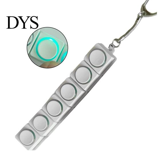 Decompression Button Toy Fidget Keyboard 1/2/3/4/5/6/9-Keys Stress Relief Finger Clicker Keychain with LED Light Portable Sensory Mechanical