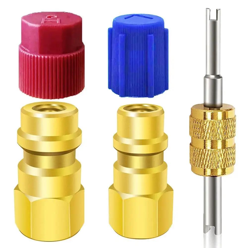 R12 To R134a Conversion Kit Air Conditioning Charging Valve Modification Quick Disconnect Connector Car Port Accessories Ad I9V4