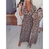 2026 Spring Women's Leopard Print Short-Sleeved Dress, Long Style