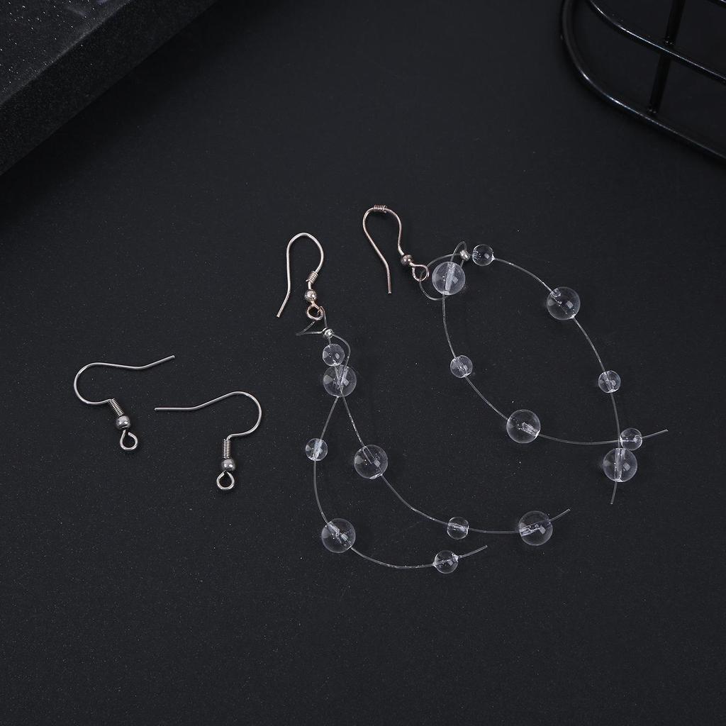 Minimalist Dewdrop Necklace & Ice-Transparent Earrings Set: Crystal Bead Clavicle Chain Jewelry.